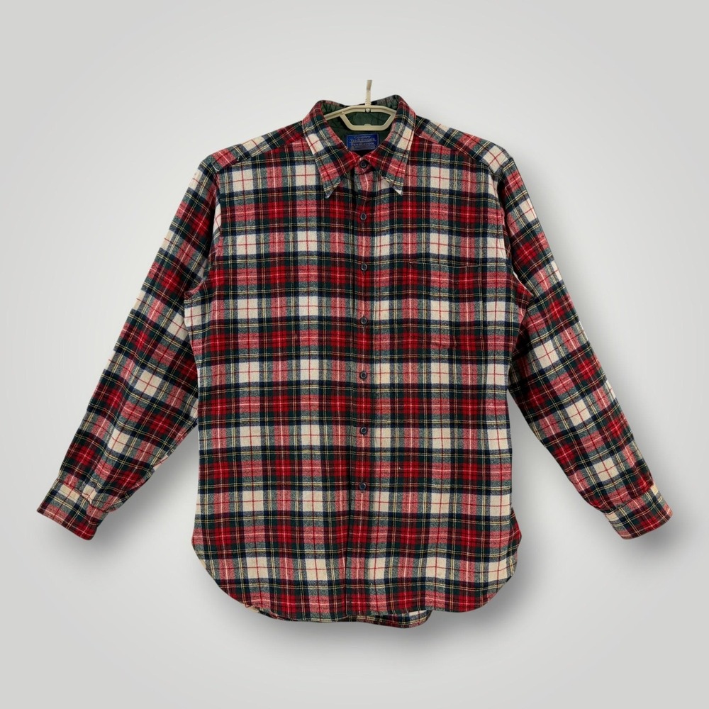 Vintage Pendleton Wool Flannel‎ Shirt Mens Large Red Plaid Country Traditionals